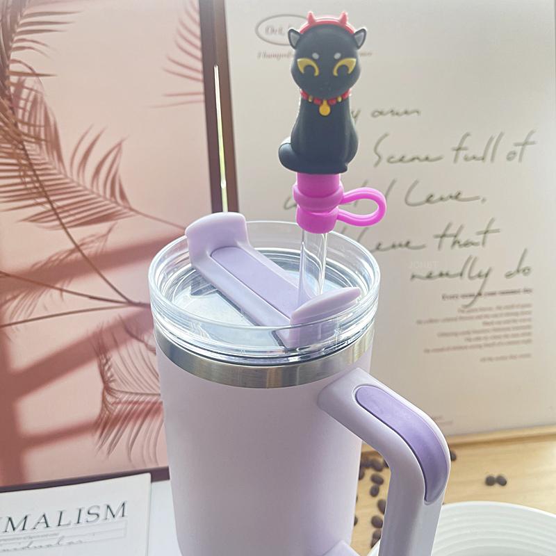 Halloween Pumpkin Silicone Straw Cover Cap For Stanley Tumbler Cup Accessories 30&40oz Reusable 9-10mm Large Diameter Sippy Plug