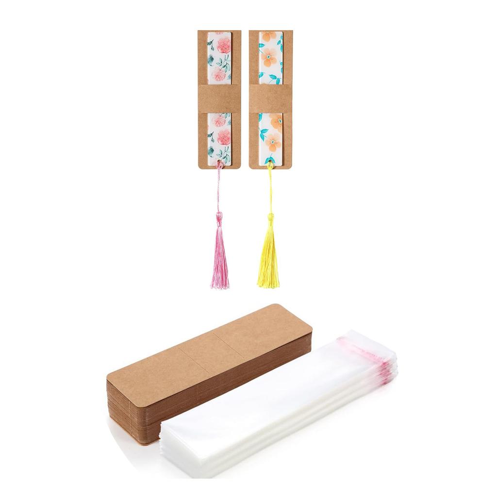Set mit 100 Hüllen Papierhüllen für personalisierte Lesezeichen Transparente selbstklebende Beutel Kraft Lesezeichenhalter Dekor