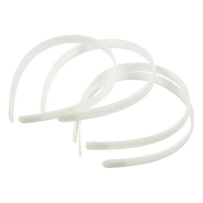 Diadèmes en plastique à décorer - Blanc - 13 mm - 5 pcs