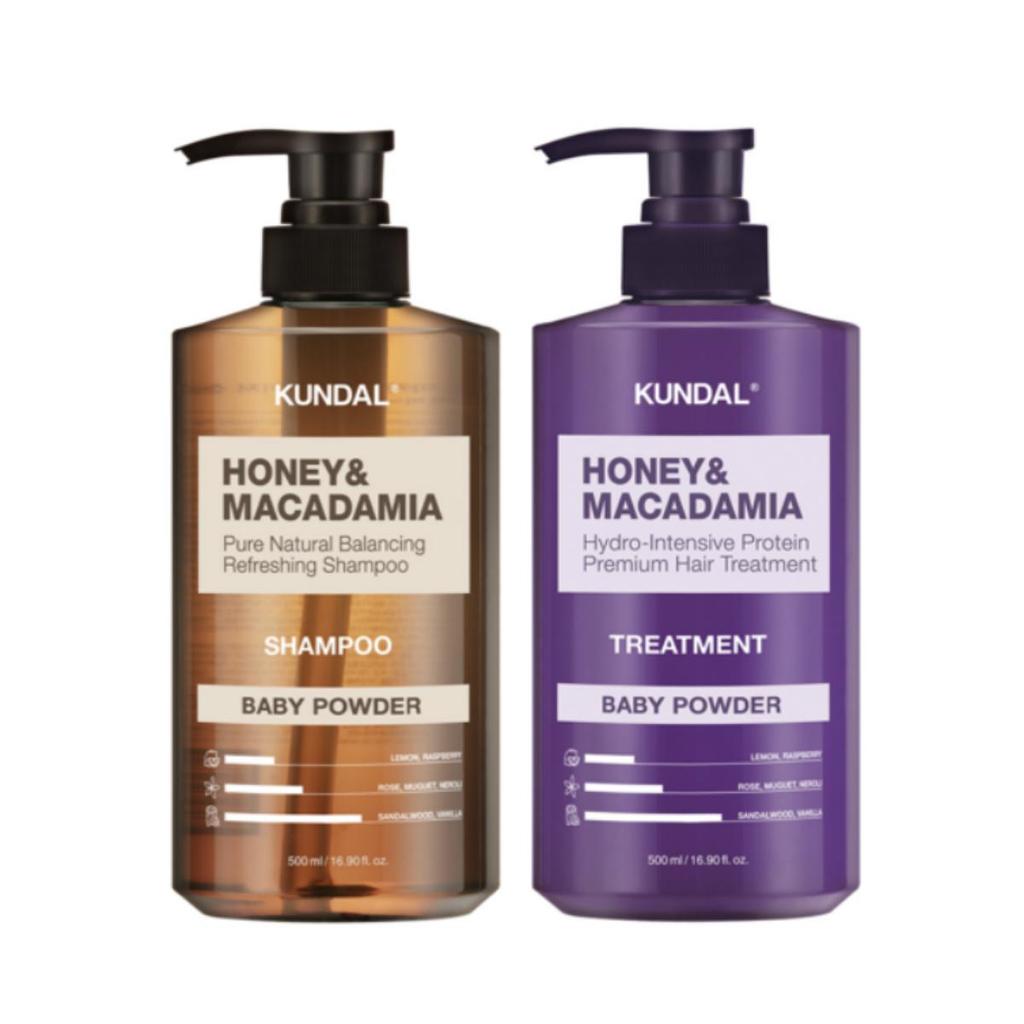 [Kundal] Honey&Macadamia Nature Shampoo 500ml +Treatment 500ml (Baby Powder)