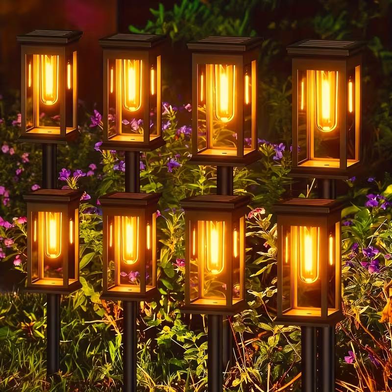 4/8PC Solar Garden Light Outdoor Waterproof Solar Pathway Lights Auto On/Off Solar Lawn Lamp for Yard Walkway Landscape Lighting