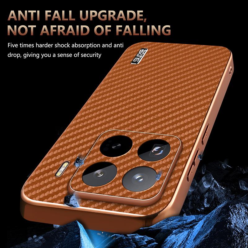 for Xiaomi Mi 15 14 Pro Ultra 13T POCO F6 X6 Pro F5 Case Carbon Fiber Texture PU Leather Cover Plating Bumper Soft Shell Fundas
