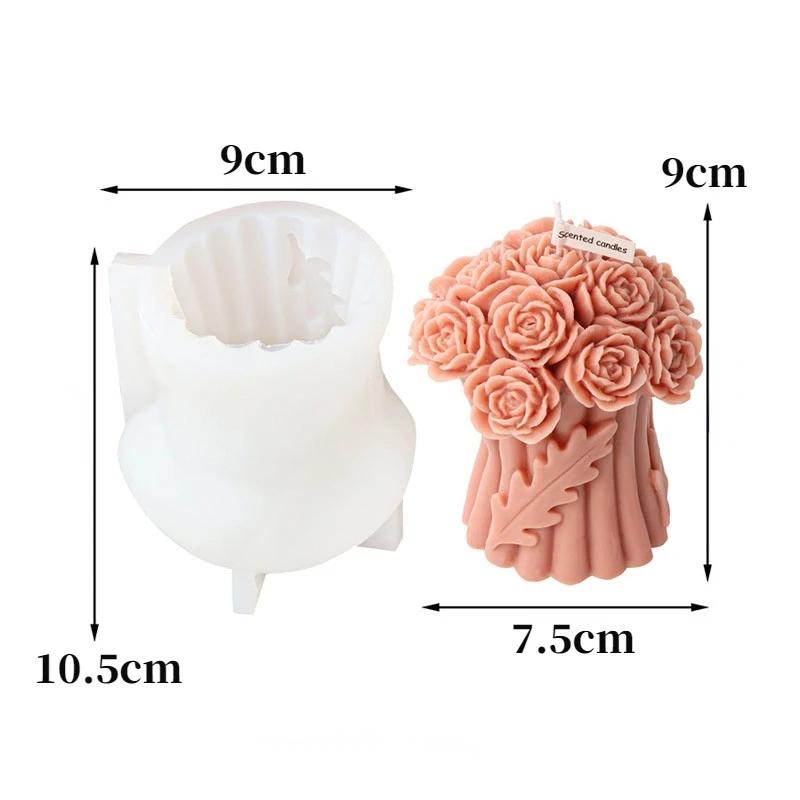 Large Carved Rose Column Silicone Candle Mold Valentine s Day Flower Candle Plaster Resin Casting Tool DIY Crafts Molds for Home
