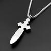 Vintage Gothic Punk Knight Sword Cross Pendant Necklace for Women Men Stainless Steel Silver Color Knife Chain Jewelry Gift