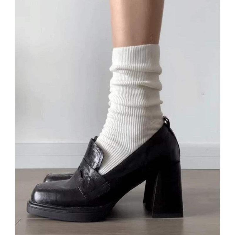 

Туфли из натуральной кожи на толстом каблуке в британском стиле, женские французские мокасины в стиле ретро, 2025, новые повседневные универсальные туфли jk single для женщин 35