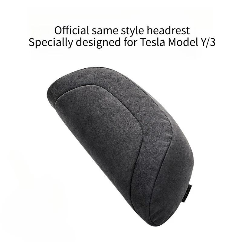 For Tesla Model 3/Y Car Neck Pillow Memory Cotton Protective Lumbar Support Backrest Relieves Pressure Car Headrest Assesories