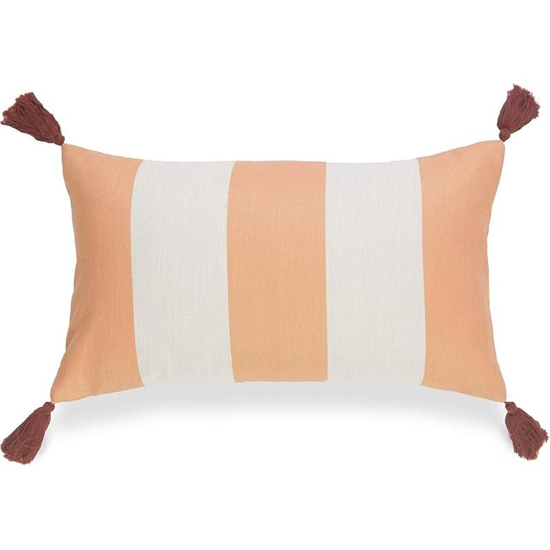 

Hofdeco Пляжный Прибрежный Чехол для Подушки ТОЛЬКО для использования в помещении и на улице, Водоотталкивающий для Патио, Гостиной, Дивана, Оранжевые Полосы, Кисточки, 12 x20 оранжевый