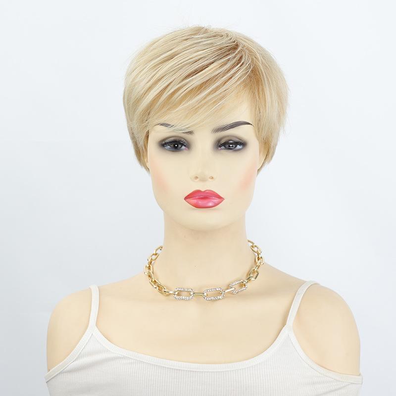 Wig European and American new women's short curly hair, middle-aged and elderly grandma gray curly hair wig cover rose net spot