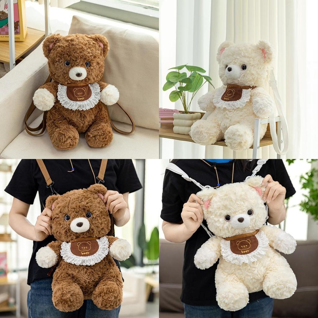 Cute Scarf Lace Teddy Bear Plush Toy Backpack With Detachable Strap Shoulder