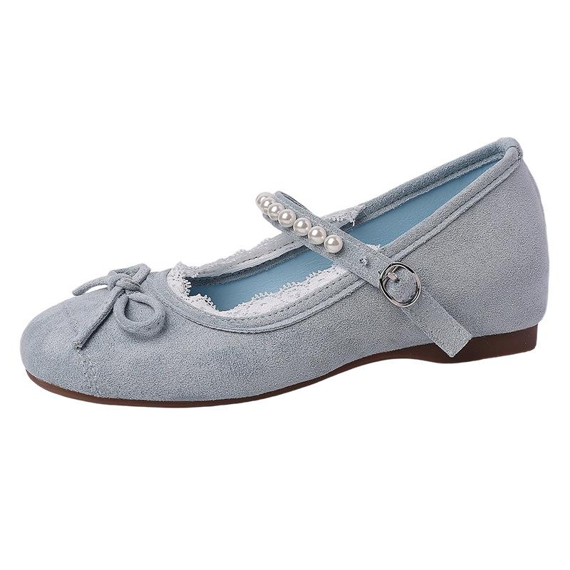 Gentle Bow Pearl Mary Jane Shoes Women's Spring New Temperament Elegant Single Shoes