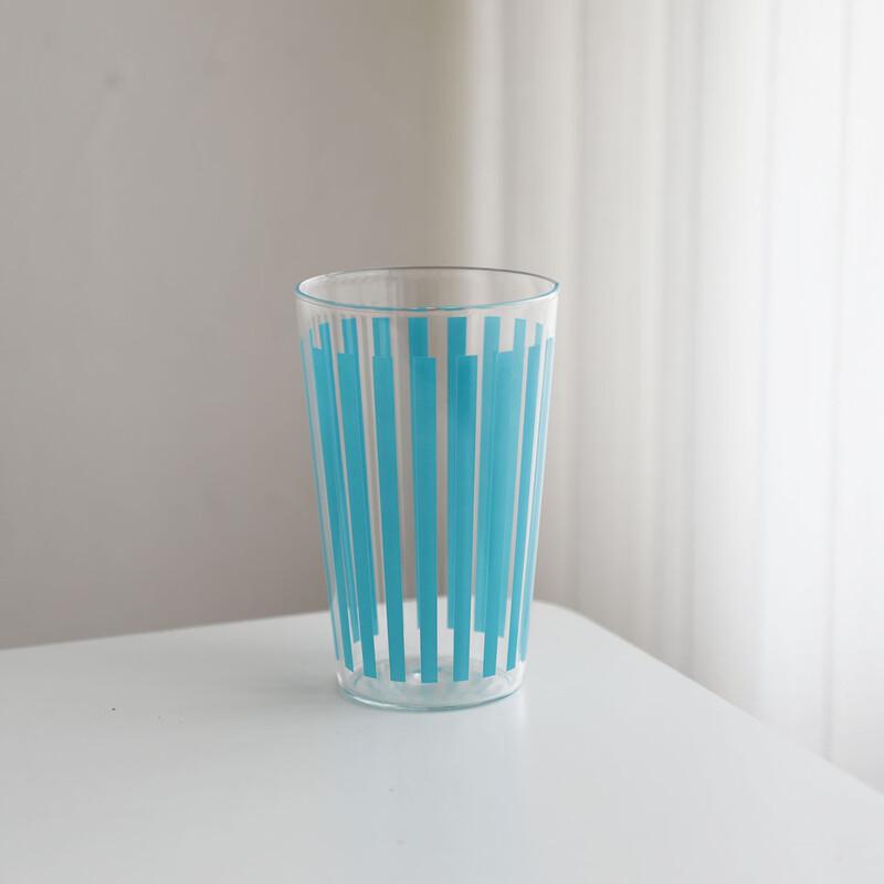 OLOEY Japanese Striped Glass Tumbler with Straw