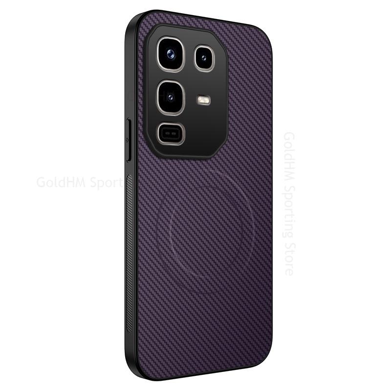 

М який бампер з вуглецевого волокна для телефону Infinix Note 50S 50X 40 50 Pro Plus 5G Бездротова зарядка Магнітна кришка Magsafing для INFINIX Hot 50 40Pro Plus Hot 50 4G фіолетовий