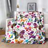 1pc Colorful Butterflies Flowers Blanket Soft and Warm for Sofa Office Camping Travel Livingroom Great Gift for Friends and Family Comfortable