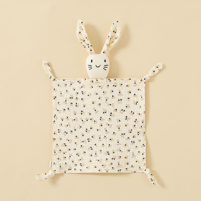 Baby Animal Cotton Swaddle With Plush Rabbit Toy For Sleep And Comfort