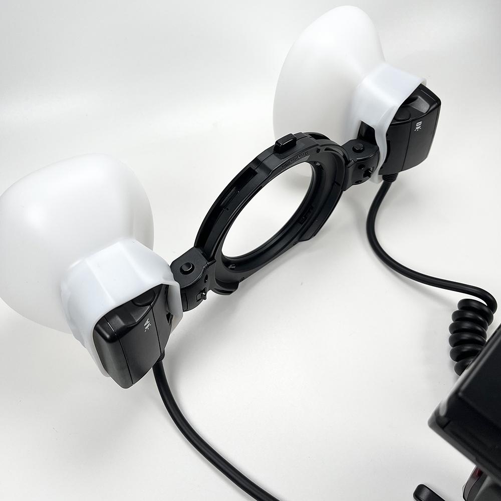 2pcs Softbox Dual Head Flash Lamp Diffuser Soft Light Hood for Nikon R1C1 Yongnuo YN24EX Godox MF12 Dentistry Camera Accessories