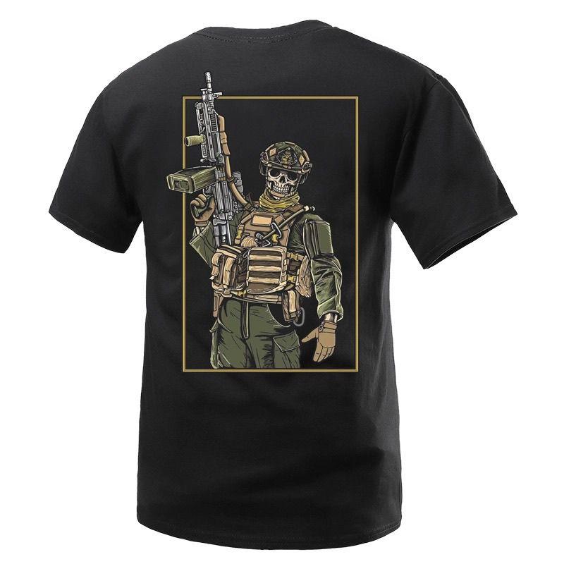 Tough Guy Club Militarystyle Heavy Machine Gunner Summer New Outdoor Sports Unisexs Pure Cotton Tshirt Casual Shortsleeved