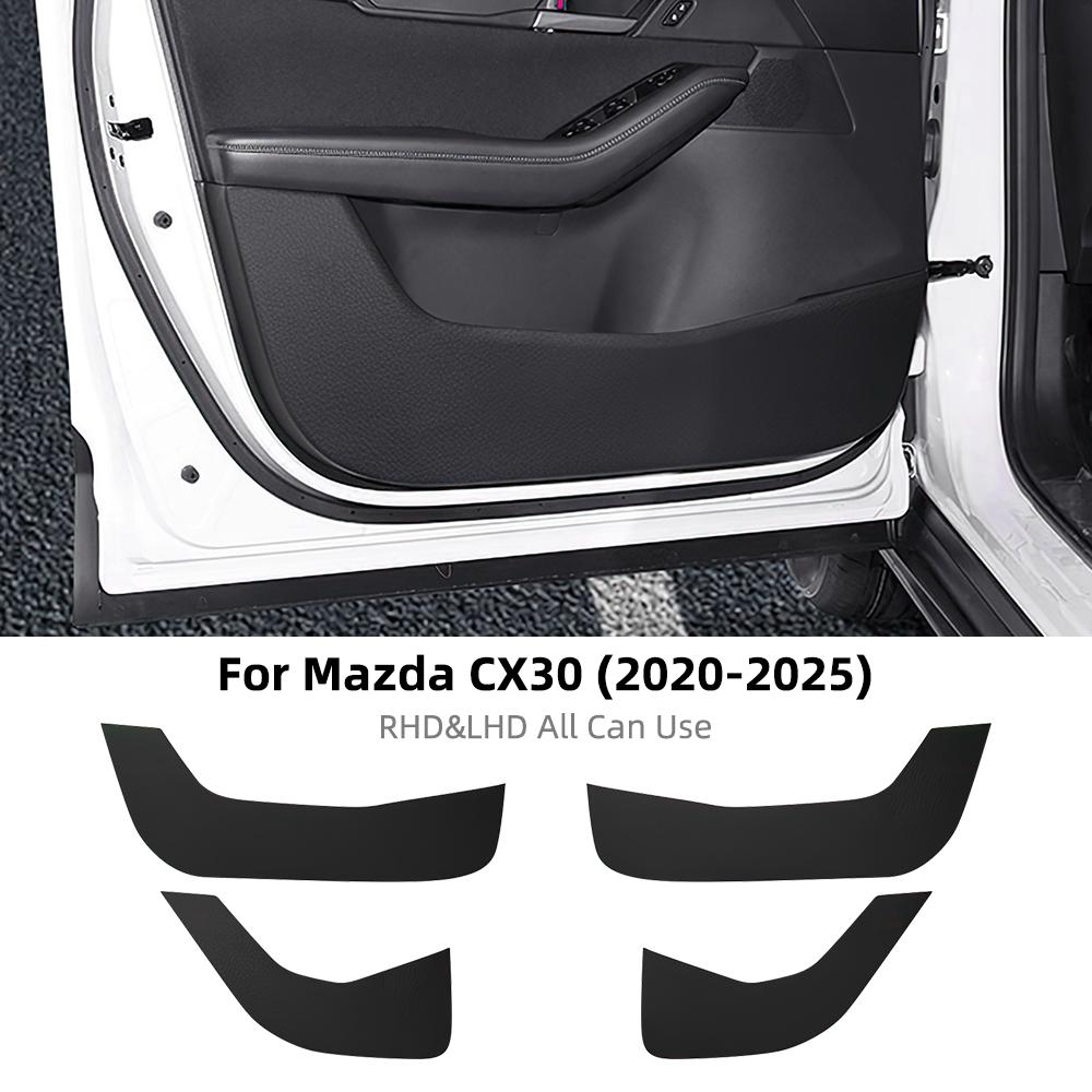 Leather Carbon Door Anti-kick Pad For Mazda CX-30 CX30 2020 2025 2025 2025 2025 2025 LHD RHD Car Mat Interior Trim Accessories