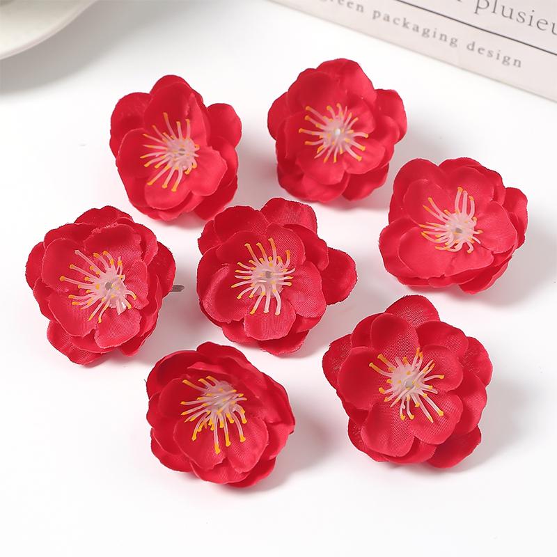 10/20/50Pcs 4cm Silk Plum Blossom Heads Artificial Cherry Blossom Flowers for Home Room Wedding Decor DIY Flowers Wall Accessory