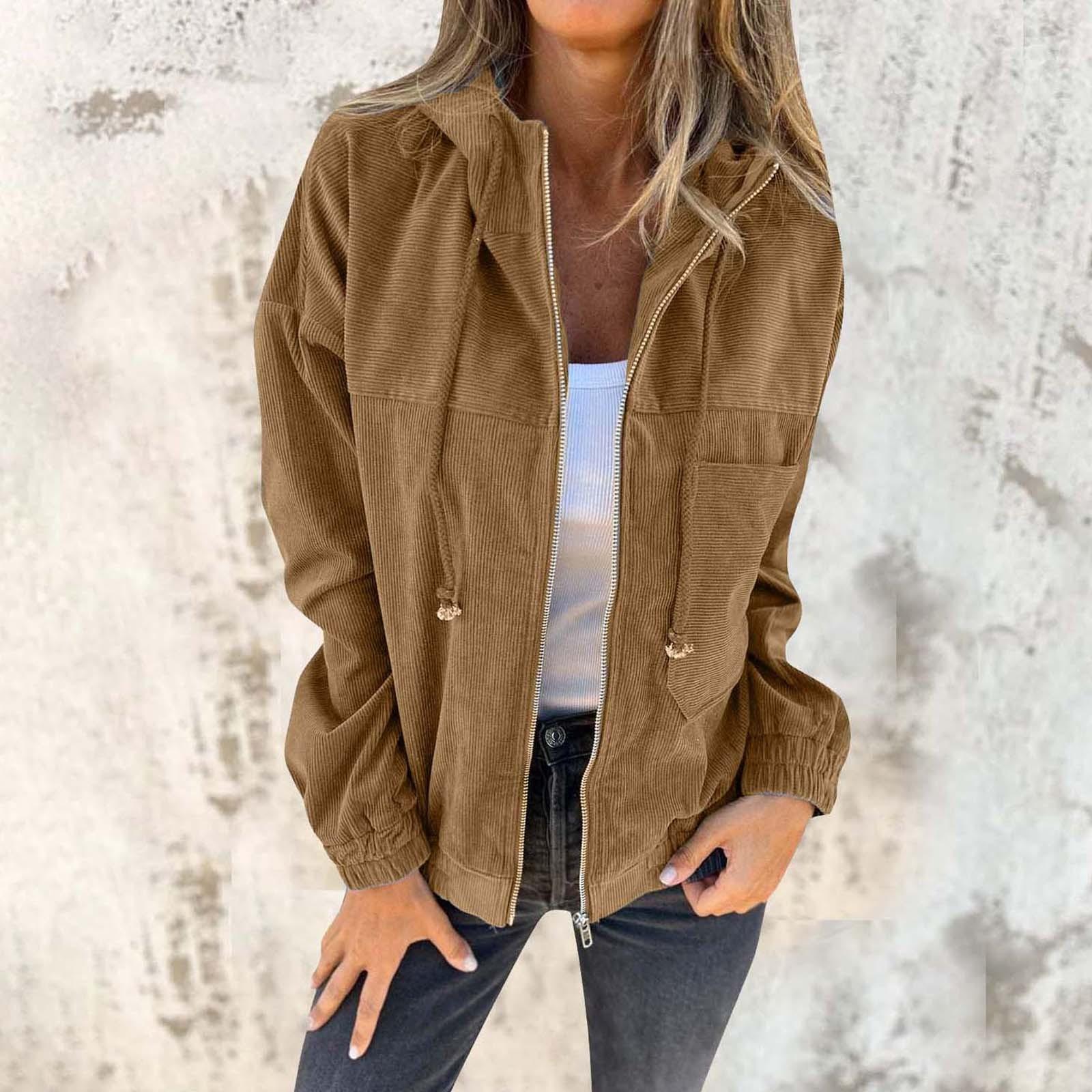 

Женские флисовые куртки, однотонные пальто на молнии с длинным рукавом, пушистая куртка с капюшоном, верхняя одежда с карманами, зима и осень XXL хаки