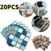20pcs/set New Self Adhesive Wall Sticker Waterproof Oil Resistant Art Decals Flat 3D Mosaic Tile Wallpaper For Living Room