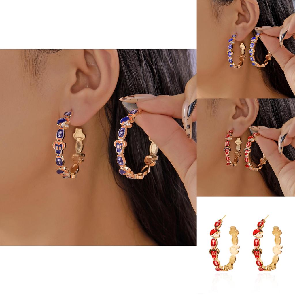 Casual Cool Unique Football Volleyball Earrings In Alloy With Electroplated Finish For Women