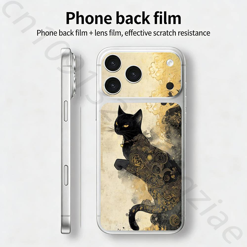 

Black Cat Art TICKET Decal Skin Wrap for iPhone 17 Pro/Pro max Protective Film for Back, Frame, Camera iPhone17promax