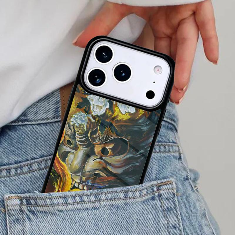 Japanese Oni Hannya Samurai Demon Mask Phone Case for iPhone 16e 15 14 13 12 17 Pro Max Plus Air 17pro Cover Coque