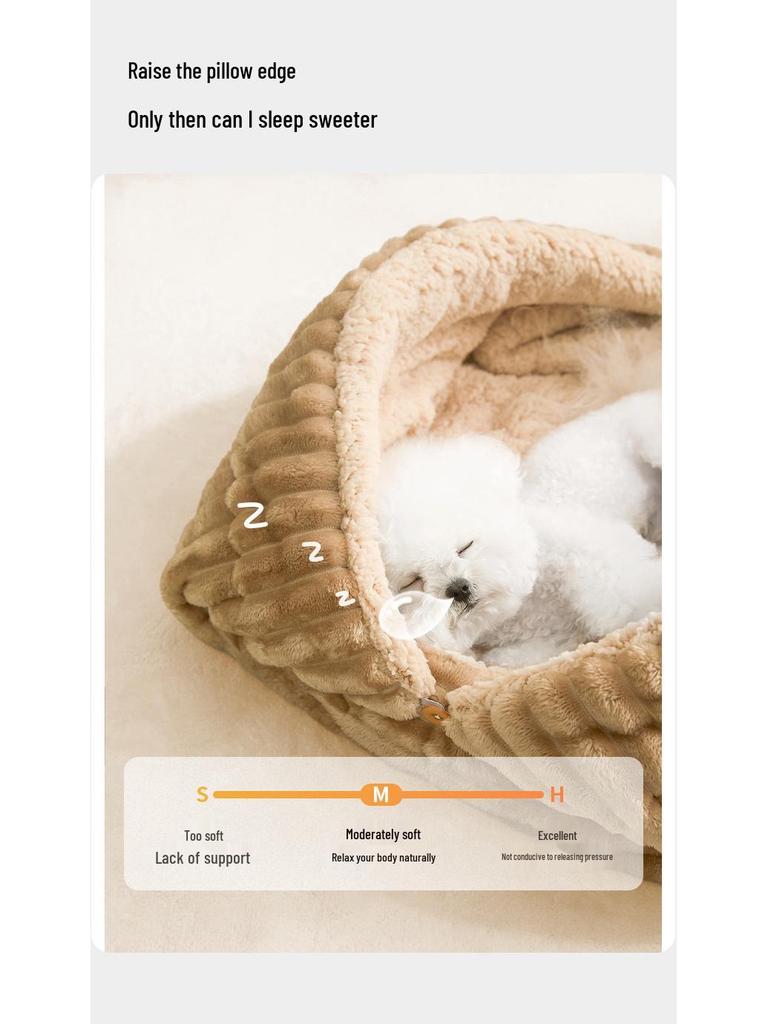 Cross-Border All-Season Semi-Closed Pet Bed for Small Dogs and Cats