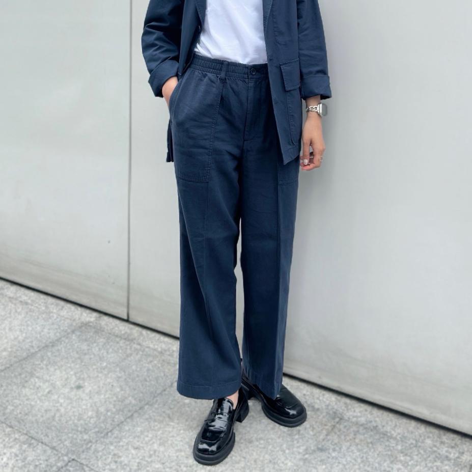 Uniqlo X Jw Anderson Stylish Simple Solid Mid-Rise Casual Pants Men Bottoms Dark-Blue 463977-68