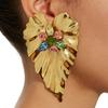 Fashionable and Exaggerated Style Alloy Colored Earrings with Creative Heart-shaped Design for Women