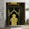 Vintage Gothic Bathroom Shower Curtain Medieval Religious Illustration With Figure In Prayer Pose (Black Gold)