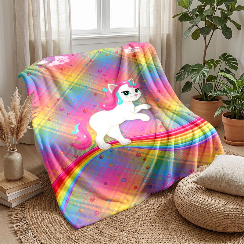 Rainbow Unicorn Fantasy Theme blanket Lightweight Warm Flannel Blanket Decorative Throw Blanket for Home Decoration