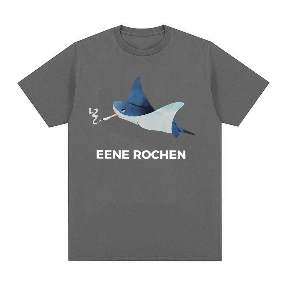 Eene Rochen Funny Shark Smoking Humor Graphic T Shirts Unisexs Clothing Oversized Cotton Short Sleeve TShirts Harajuku Streetwear