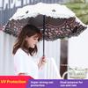 Sun Umbrella Sunscreen UV-proof Vinyl Umbrella Upscale Folding Lace Eye Umbrella Dual-use.
