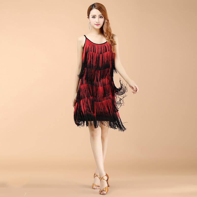 Latin Dance Costume, Female Adult Autumn Performance Costume Competition Tassel Latin Dance Dress Beautiful and Generous Dress