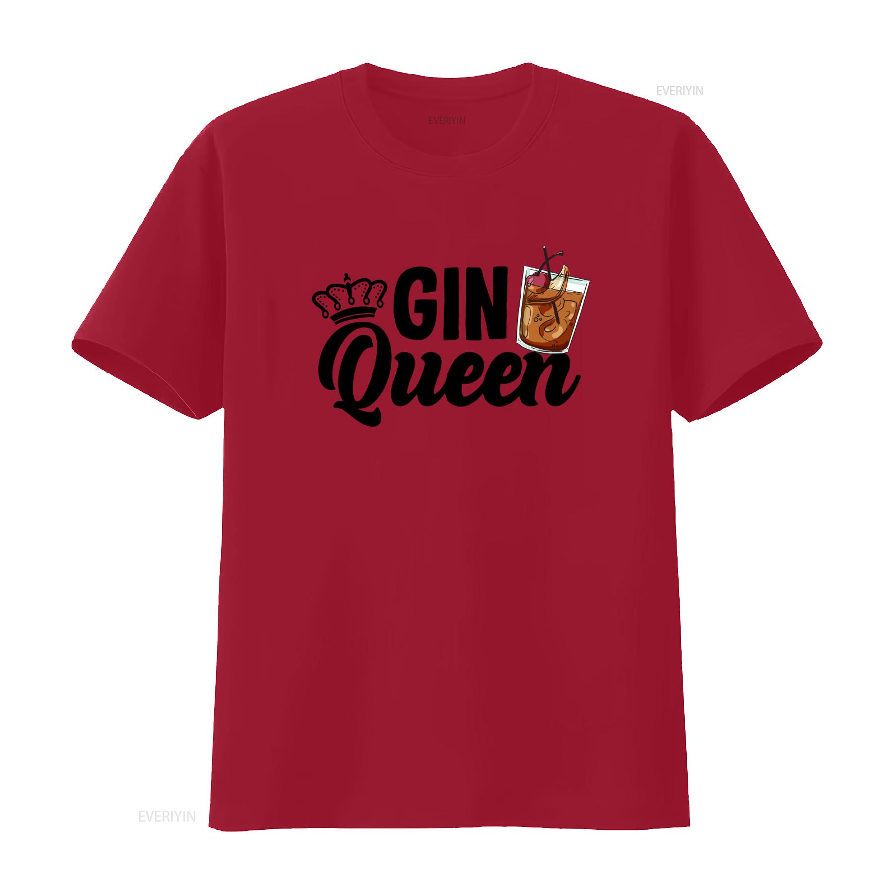 Gin Queen T Shirt for Cocktail Drinker and Tonic Lover with Funny Design vintage Washed fashion Breathable homme Soft S