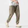 2024 Plus Size Men's Cotton Linen Harem Jogger Pants - Chinese & Japanese Style Lantern Design