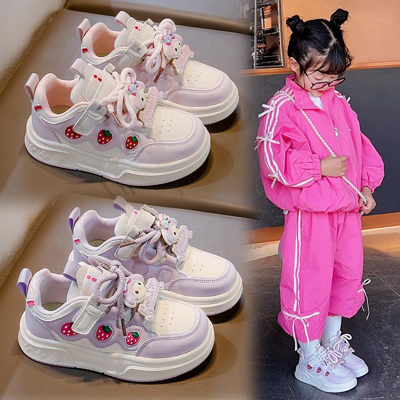 Spring New Cute Fashion Versatile Leather Soft Bottom Non-slip Girls Sports Shoes