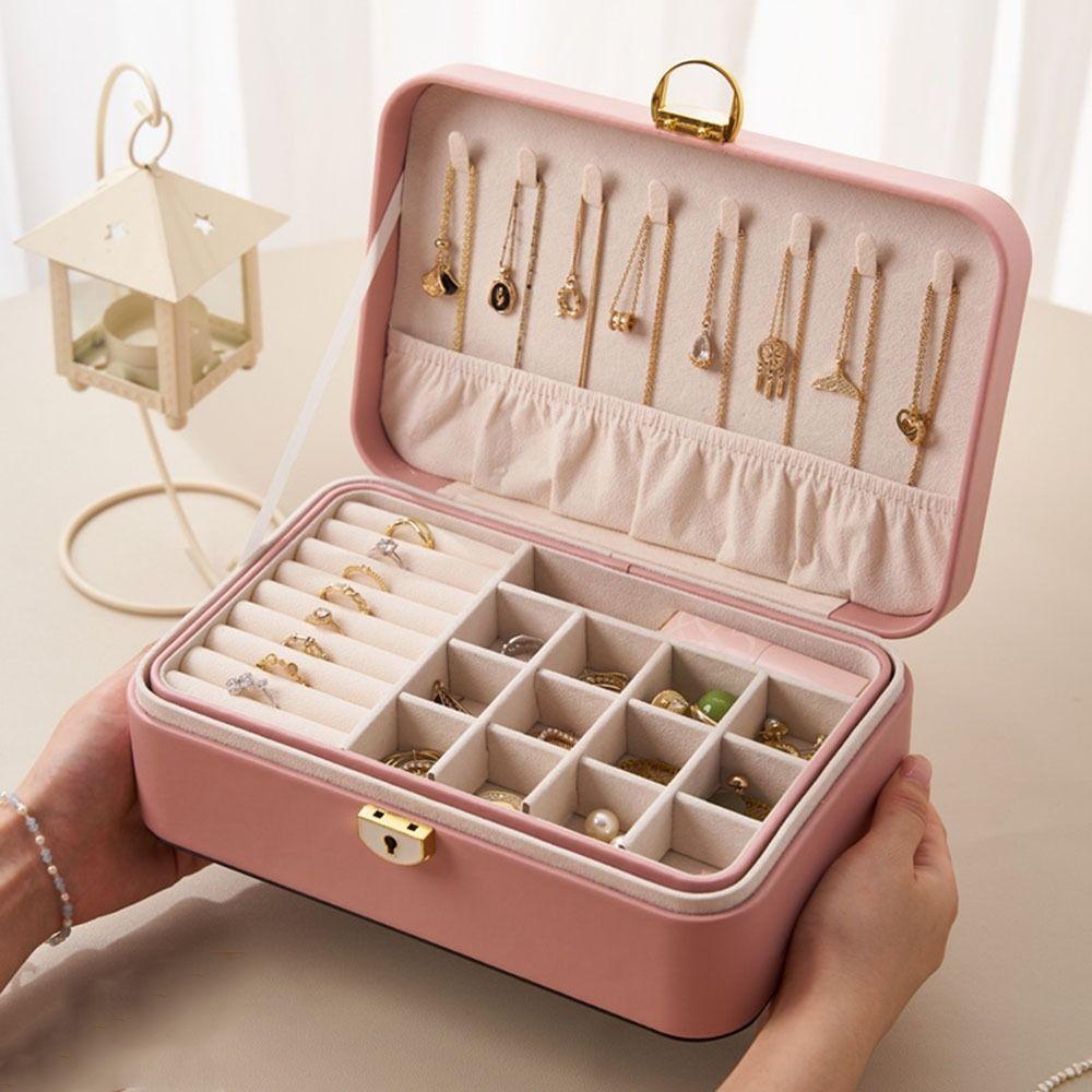 Space Saving Locked Jewelry Box Dustproof Jewelry Storage Case  Desktop