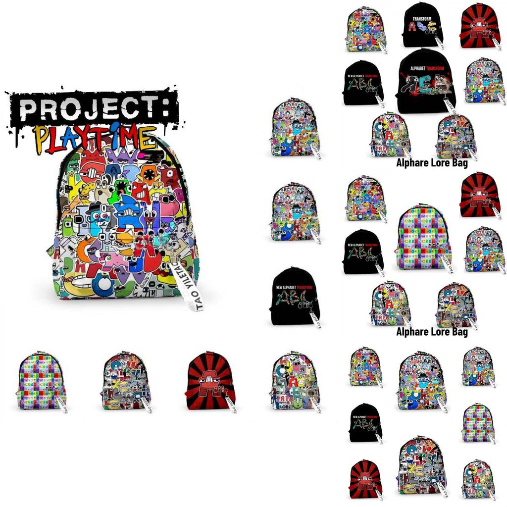 Unisex Oxford Cloth Printed Backpack Alphabet Lore Design Student Gift