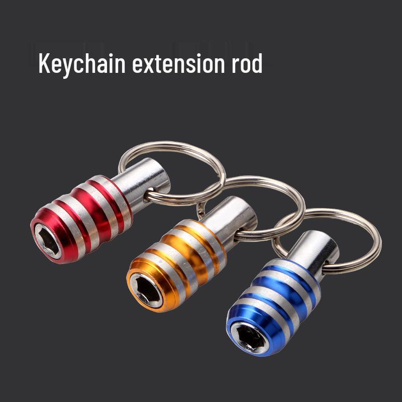 Golden Stainless Steel Quick-Change Extension Rod with 3 Slots & Keychain, 1/4 Batch Head Compatible
