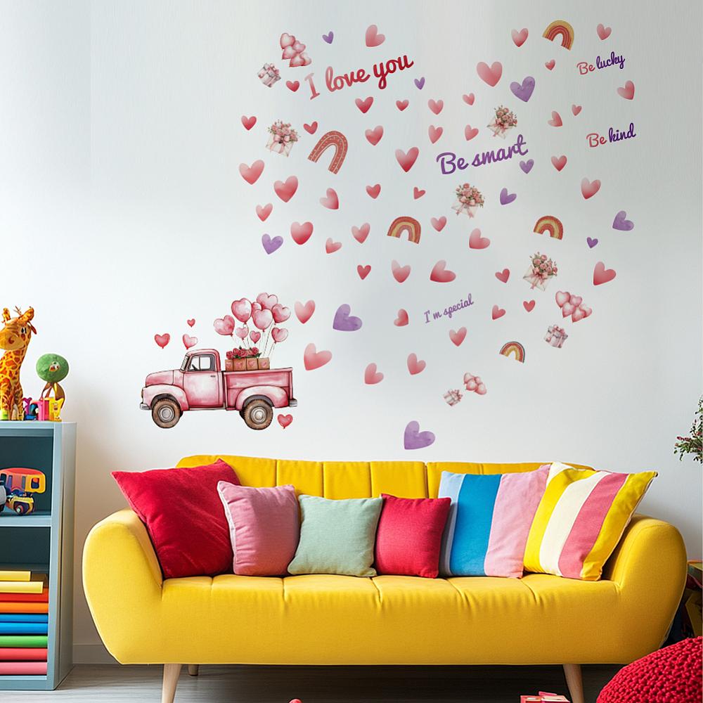 1set Translucent PVC Self Adhesive Wall Stickers Waterproof Animal Print Decals for Home Living Room Bedroom Wall Decoration Heart