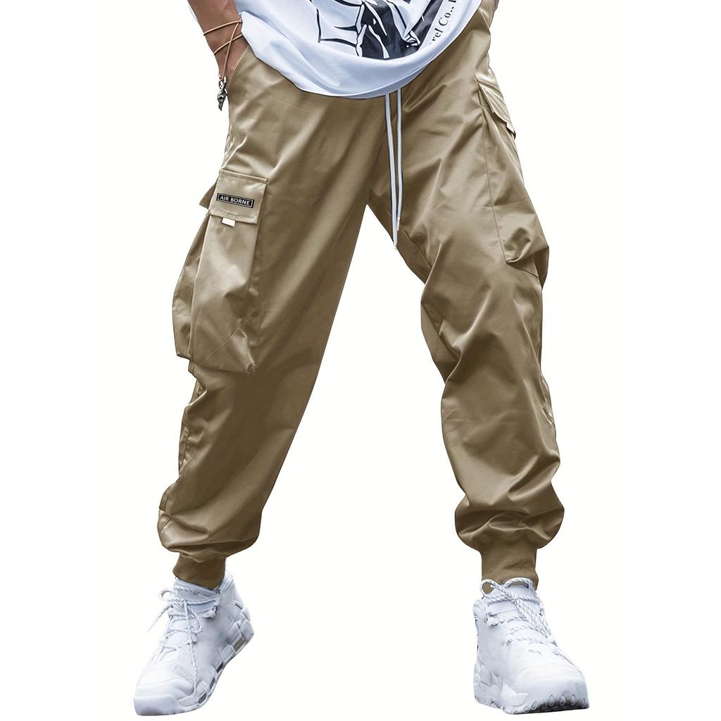 Trendy Brand Men's Casual Pants, Multi-pocket  Loose Feet
