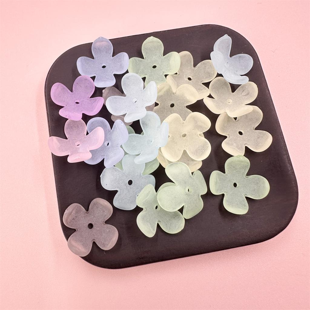 100 buc. Mărgele de modă de 15 mm, înghețate, de culoare caldă, cu 4 petale, recipient pentru flori de flori, bijuterii, bricolaj, accesorii, materiale lucrate manual, acrilic, brățară, colier