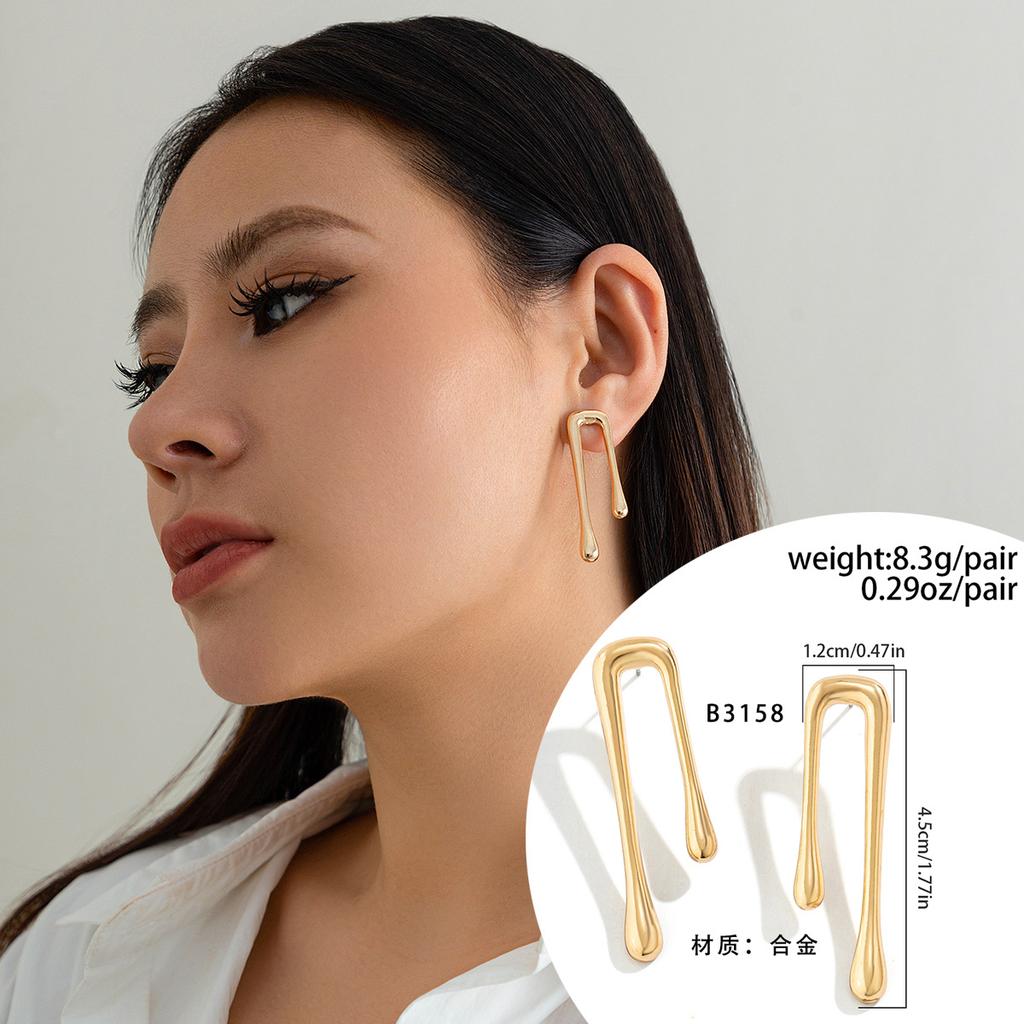 Spice Girl Wind Lava Sweet Cool Geometric Earrings Irregular Liquid Water Drop Stud Earrings Jewelry