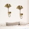 Metal Leaf Candle Holder Candlestick Nordic Style Wall Decoration Metal Leaf Rack in Golden Color for Home & Party Gift