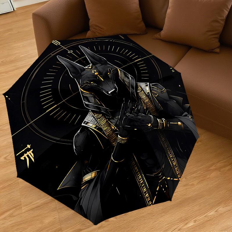 1PC Anubis Egyptian Umbrella-8-Rib Reinforced, Automatic Open, Lightweight & Durable, Cute Fashion Accessory for Outdoor, Beach or Casual Use, Beach U