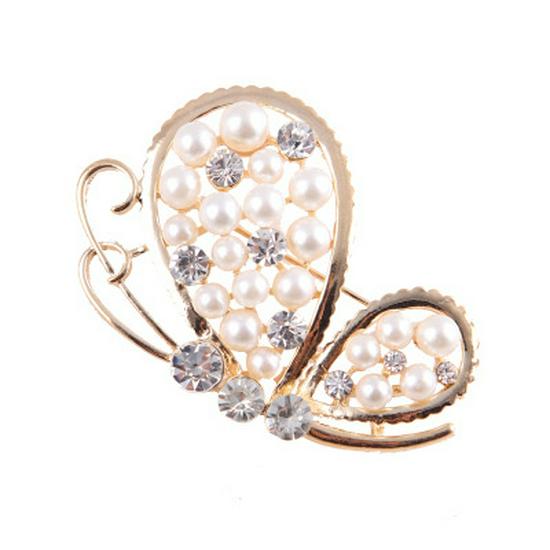 Lanhao Hot-Selling Pearl Swan Rhinestone Flower Brooch - Japanese & Korean Fashion Accessories for Women