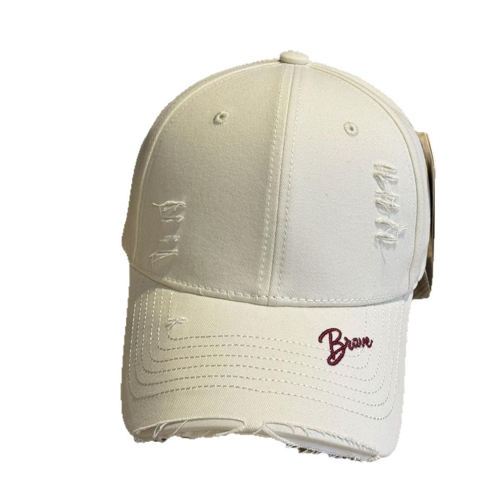 Korean-style large head circumference hard-brim baseball cap for women that makes the face look smaller, casual and versatile, with distressed