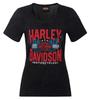 Harley-Davidson Women's Takeoff Distressed Short Sleeve Tee, Black Acid Wash
